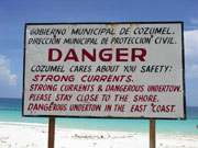 Danger sign posted at San Martin Beach