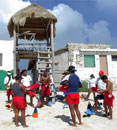 Preparing rescue equipment at Punta Morena
