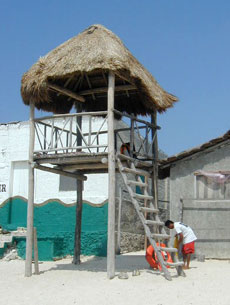 Red Cross sponsored first lifeguard tower at Punta Morena