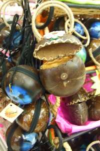 Hand crafted coconut purses from local materials!