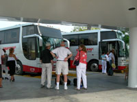 Main shuttle bus terminal in Playa del Carman